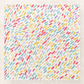 甘いお菓子まき模様 ガラスコースター (正面)