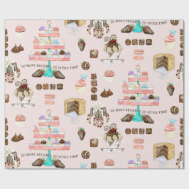 甘いお菓子カップケーキChocolates n Cakes Decompage ラッピングペーパー