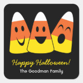 甘いお菓子コーンおもしろいかわいいハロウィーンメッセージカード スクエアシール (正面)