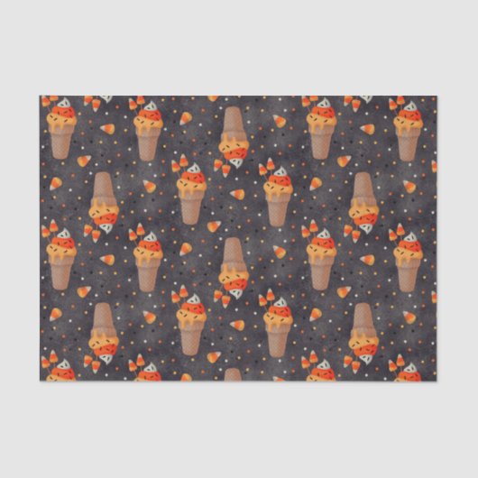 甘いお菓子コーンとハロウィーンアイスクリームコーン 薄葉紙 (正面)