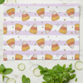 甘いお菓子コーン&スターズハロウィンパターン キッチンタオル (折り畳み)