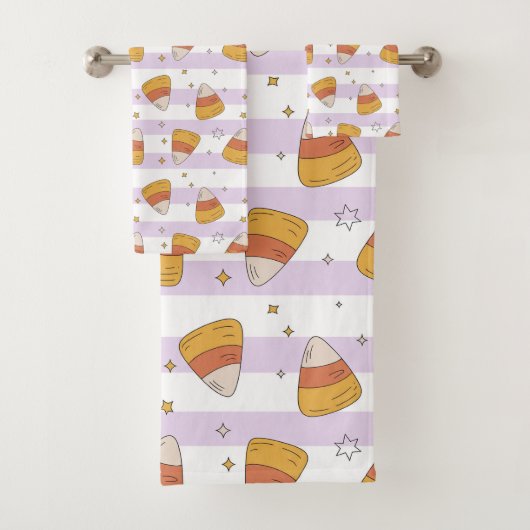 甘いお菓子コーン&スターズハロウィンパターン バスタオルセット (インサイチュ)