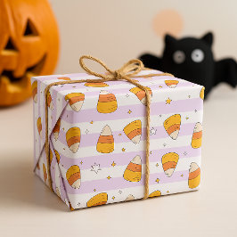 甘いお菓子コーン&スターズハロウィンパターン ラッピングペーパー