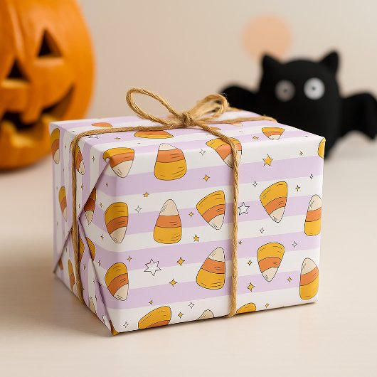 甘いお菓子コーン&スターズハロウィンパターン ラッピングペーパー