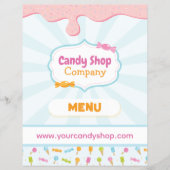 甘いお菓子ショップとアイスクリームメニューフライヤー チラシ (正面)