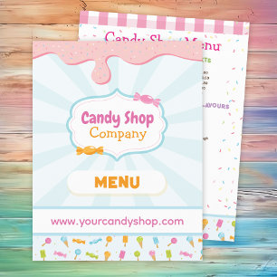 甘いお菓子ショップとアイスクリームメニューフライヤー チラシ