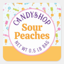 甘いお菓子ショップアイスクリームオレンジステッカー スクエアシール