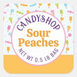 甘いお菓子ショップアイスクリームオレンジステッカー スクエアシール