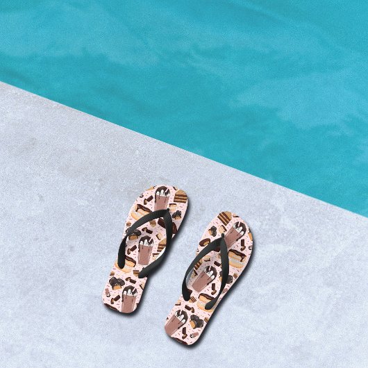 甘いお菓子チョコレートドーナツモカピーナッツバター ビーチサンダル