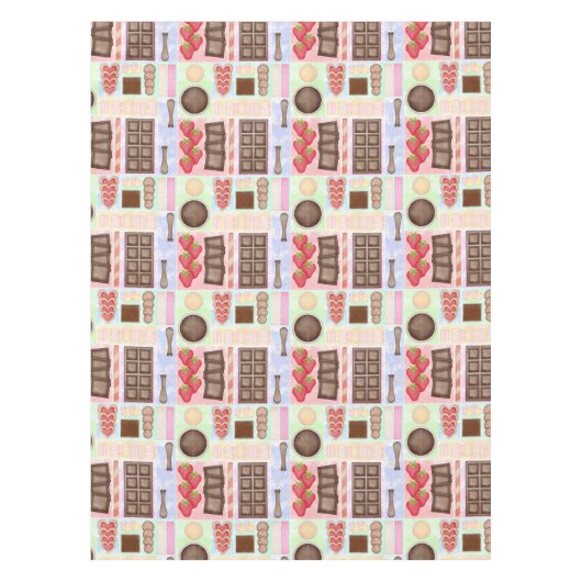 甘いお菓子チョコレートフォンデザートマーシュマロ テーブルクロス (正面)