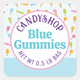 甘いお菓子屋アイスクリームブルーステッカー スクエアシール