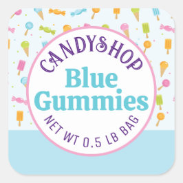 甘いお菓子屋アイスクリームブルーステッカー スクエアシール