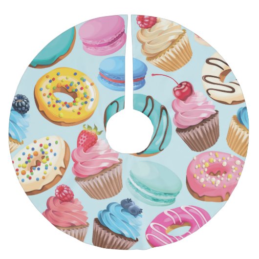 甘いお菓子:喜びのパターン。 ブラッシュドポリエステルツリースカート (正面)