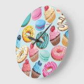 甘いお菓子：喜びのパターン。 ラージ壁時計 (傾斜)