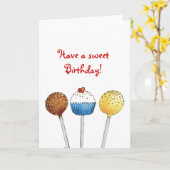 甘いお誕生日ケーキの破裂音-挨拶状--を持って下さい カード (黄色い花)