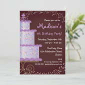 甘いお誕生日ケーキの誕生日のパーティの招待状 招待状 (スタンド正面)