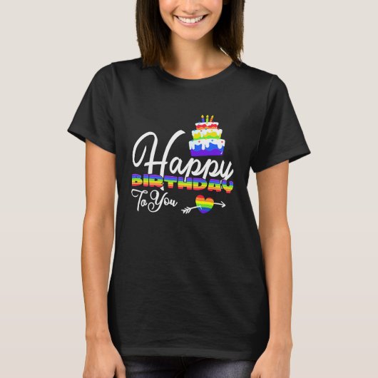 甘いお誕生日ケーキハッピーバースデーTo You LGBT Bir Tシャツ (正面)