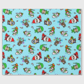 甘いかわいいのクリスマスのキャラクターパターン ラッピングペーパー (フラット)