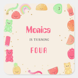 甘いかわいいグミキャンディ誕生日 スクエアシール