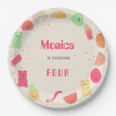 甘いかわいいグミキャンディ誕生日 ペーパープレート (正面)