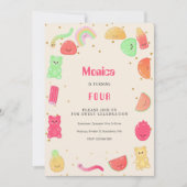 甘いかわいいグミキャンディ誕生日 招待状 (正面)