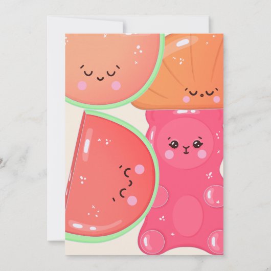 甘いかわいいグミキャンディ誕生日 招待状 (裏面)