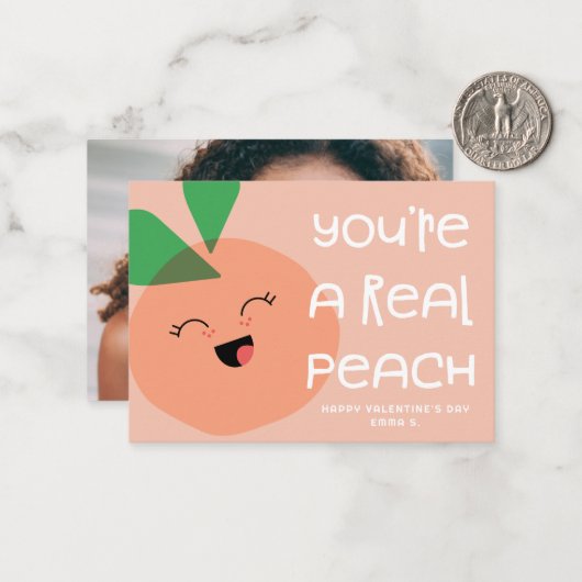 甘いかわいい桃の教室バレンタインの写真 ノートカード (正面/裏面インサイチュ)