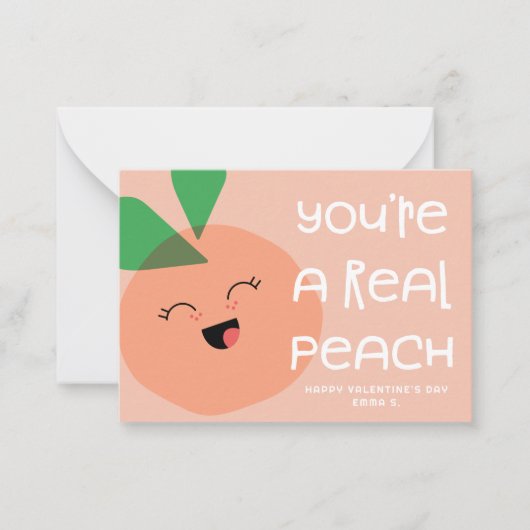 甘いかわいい桃の教室バレンタインの写真 ノートカード (正面)