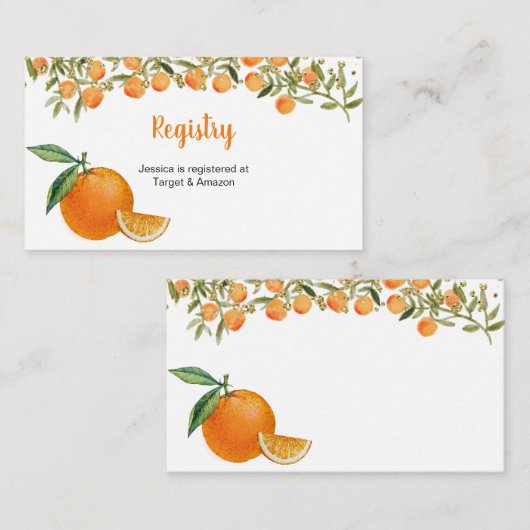 甘いかわいこちゃんオレンジ色のレジストリ挿入 エンクロージャーカード (正面/裏面)