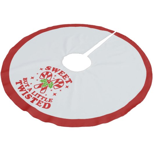 甘いがおもしろいねじれた引用文赤いクリスマスユーモア ブラッシュドポリエステルツリースカート (アングル)