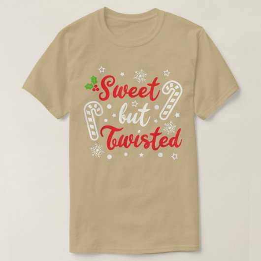 甘いがツイストおもしろいクリスマスキャンディーケインクリスマス Tシャツ (デザイン正面)
