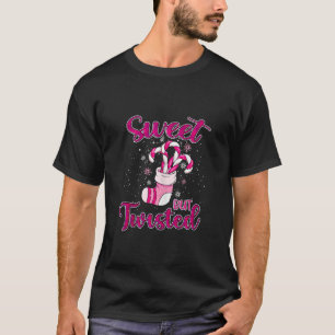 甘いがツイストしたピンクの冬の靴クリスマスカード Tシャツ