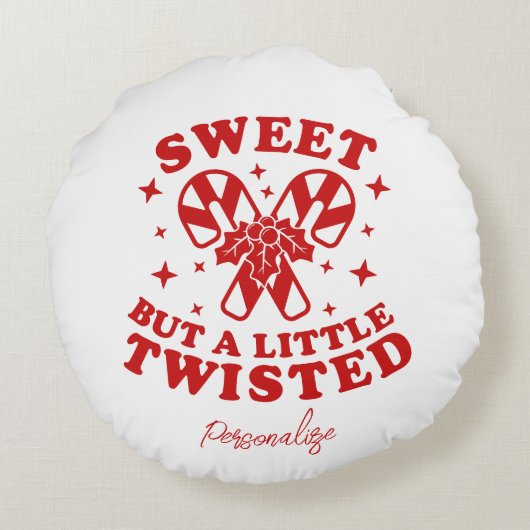 甘いが少しねじれたユーモアおもしろい引用文クリスマス ラウンドクッション (裏面)