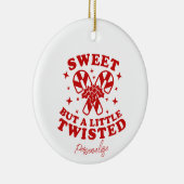 甘いが少しツイスト引用文赤キャンディーケーン セラミックオーナメント (右)