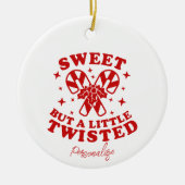 甘いが少しツイスト引用文赤キャンディーケーン セラミックオーナメント (正面)
