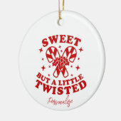 甘いが少しツイスト引用文赤キャンディーケーン セラミックオーナメント (左)