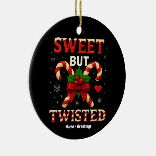 甘いが捻れたキャンディーケーンのクリスマスギフトおもしろい。 セラミックオーナメント (右)