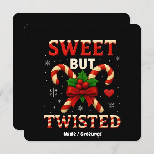 甘いが捻れたキャンディーケーンのクリスマスギフトおもしろい。 招待状 (正面/裏面)