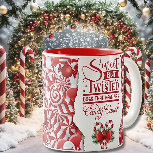 甘いが捻れたキャンディーケーンセラミックマグカップ ツートーンマグカップ
