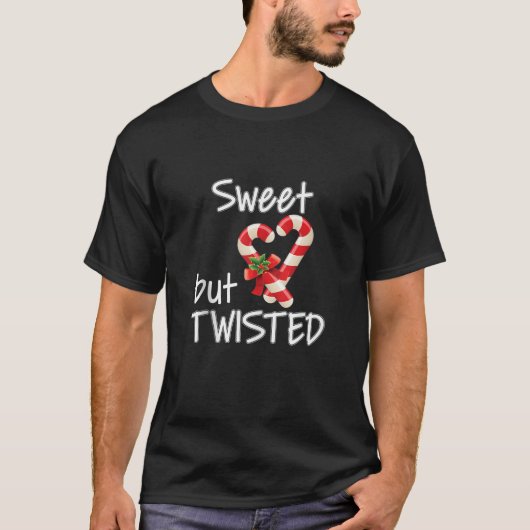 甘いが捻れたキャンディーケーンメリークリスマスクリスマス Tシャツ (正面)