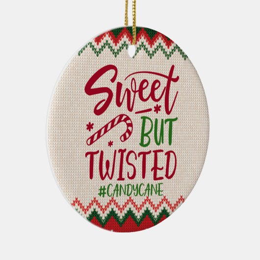 甘いが捻れたキャンディーケーン – クリおもしろいスマス セラミックオーナメント (右)