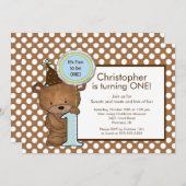 甘いくまの第1第1誕生日の招待状 招待状 (正面/裏面)