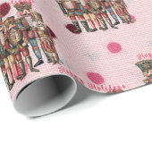 甘いくるみクラッカーと水玉模様ピンク ラッピングペーパー (ロールコーナー)