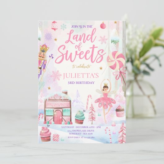 甘いくるみ割り誕生日のシュガープラム妖精の土地 招待状 (スタンド正面)