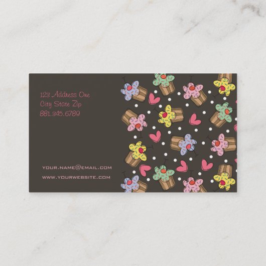 甘いさくらんぼのカップケーキのベーカリーのデザートのプロフィールカード 名刺 (裏面)