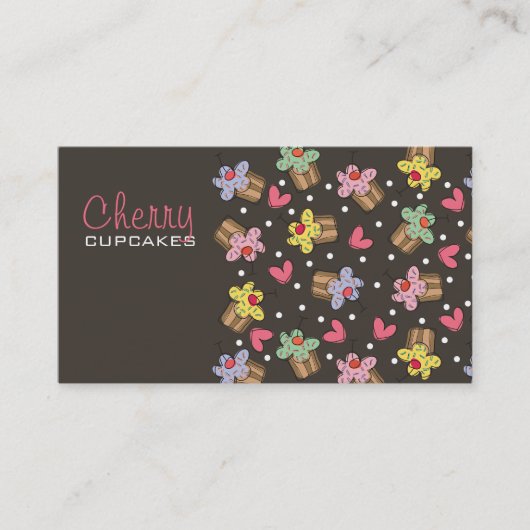 甘いさくらんぼのカップケーキのベーカリーのデザートのプロフィールカード 名刺 (正面)