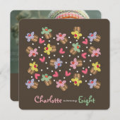 甘いさくらんぼのカップケーキの子供の誕生日の招待状 招待状 (正面/裏面)