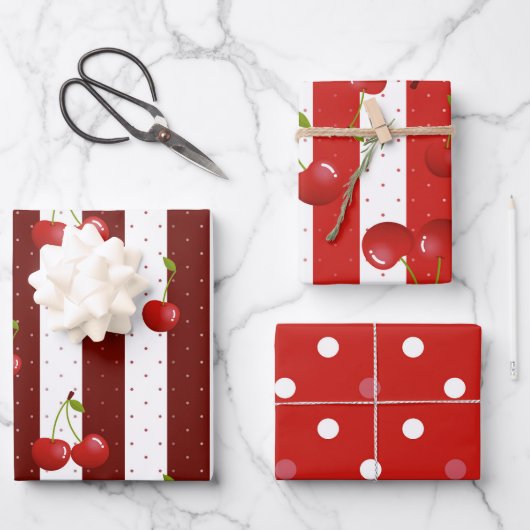 甘いさくらんぼの切り離し ラッピングペーパーシート (正面)