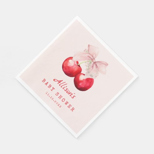 甘いさくらんぼオントップベビーシャワーガール スタンダードランチョンナプキン (角)