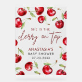 甘いさくらんぼオントップベビーシャワー アクリルサイン (正面)